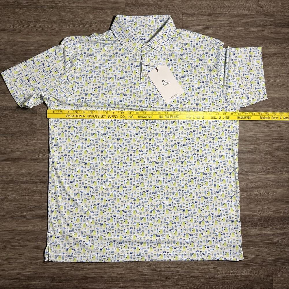 Men's Patterned Short-Sleeve Rhoback - White with Blue & Lime Cocktail Print - Picture 11 of 13